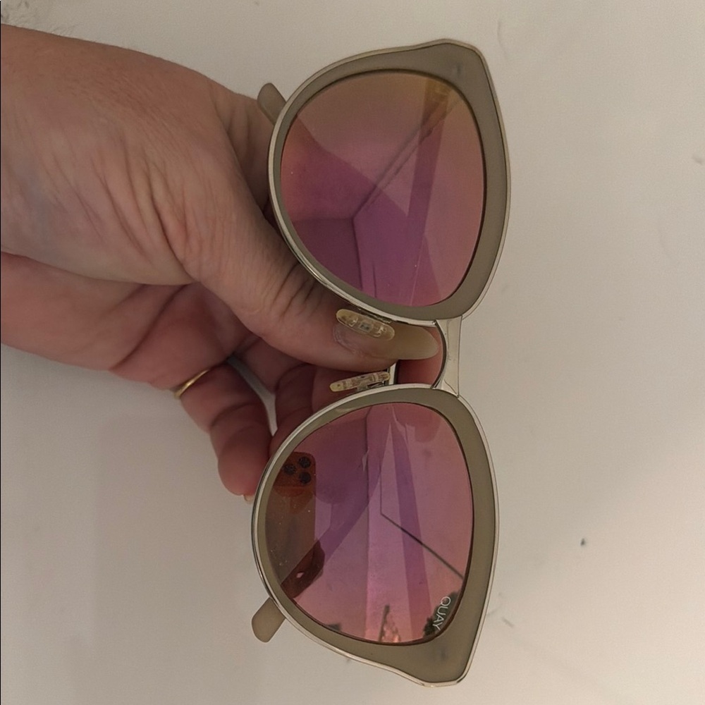 Quay Australia Pink and Gold Cat-Eye Sunglasses